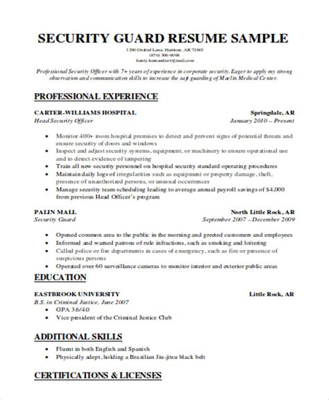 security guard resume word format|security guard resume for fresher.